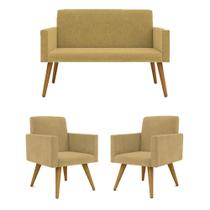 Kit Sofá Namoradeira + 2 Poltronas Decorativas
