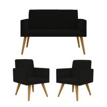 Kit Sofá Namoradeira + 2 Poltronas Decorativas