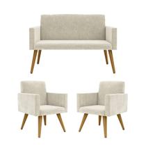 Kit Sofá Namoradeira + 2 Poltronas Decorativas bege Kit Sofá Namoradeira + 2 Poltronas Decorativas bege