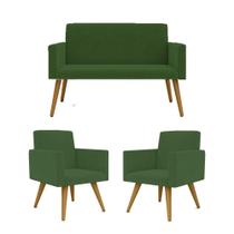 KIT Sofá Namoradeira + 2 Poltronas Sala Estar Balaqui Decor