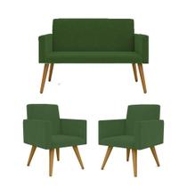 Kit Sofá Namoradeira + 2 Poltronas Sala Estar Balaqui Decor Cor:verde Kit Sofá Namoradeira + 2 Poltronas Sala Estar Balaqui Decor Cor:verde