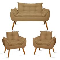 KIT Sofá Namoradeira Opala + 2 Poltronas Opala Balaqui Decor