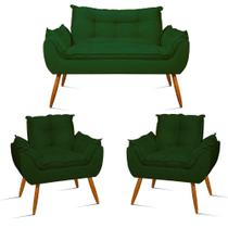 Kit Sofá Namoradeira Opala + 2 Poltronas Opala Balaqui Decor Cor:verde