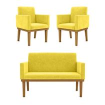 Kit Sofá Namoradeira + Poltrona Reforçada Sala de Estar