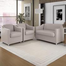 Kit Sofá Namoradeira Reforçada Tilla + 02 Poltronas Recepção