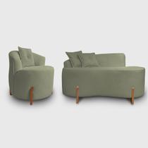 Kit Sofá Orgânico Feijão Com Poltrona Pé De Madeira Bouclé Minimalista Kit Sofá Orgânico Feijão Com Poltrona Pé De Madeira Bouclé Minimalista