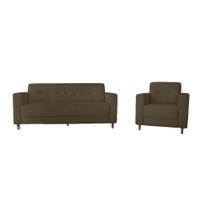 Kit Sofa + Poltrona Elegance Suede Marrom - AM Interiores