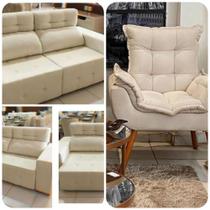 Kit sofá reclinável+poltrona real