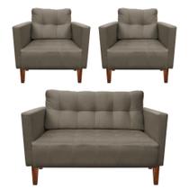 Kit Sofá Retrô 2 Lugares E 02 Poltronas Marrom Rato Kit Sofá Retrô 2 Lugares E 02 Poltronas Marrom Rato