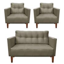 Kit Sofá Retrô Namoradeira 2 Lugares e 02 Poltronas Livia Suede Marrom Rato - D'Rossi Kit Sofá Retrô Namoradeira 2 Lugares e 02 Poltronas Livia Suede Marrom Rato - D'Rossi