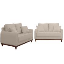 Kit Sofa Sena 2 e 3 Lugares Base de Madeira para Sala Hotel Linho Palha Kit Sofa Sena 2 e 3 Lugares Base de Madeira para Sala Hotel Linho Palha