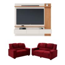 Kit Sofás Sandero 2 e 3 Lugares com Home Suspenso Juriti Colibri para TV