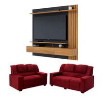 Kit Sofás Sandero 2 e 3 Lugares com Home Suspenso Juriti Colibri para TV