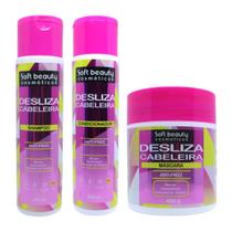 Kit Soft Beauty Desliza Cabelo Shampoo Condicionador Mascara