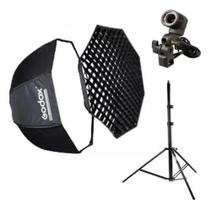 Kit soft Box 120 cm universal com Soquete E27 Tripe e Grid