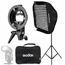 Kit Soft Box 80x80 Godox Com Grid E Tripé Para Flash Speedlite