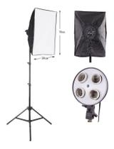 Kit Soft Box Estúdio 50X70Cm Suporte 4 Lâmpada Contínua E27