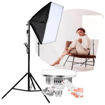 Kit Soft Box Estúdio + Luz Led Tricolor Continua E27