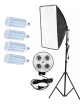 Kit Soft Box Quadruplo Com Lampadas Led Corn 40w Foto Video