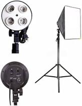 Kit Soft Box Soquete E27 Quadruplo 50 X 70 + Tripé 2m Kit Soft Box Soquete E27 Quadruplo 50 X 70 + Tripé 2m