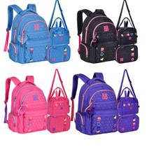 Kit Soft Texturizado com Matelassê Rebecca Bonbon Mochila de Costas + Lancheira + Estojo Escolar Juvenil Teen Passeio