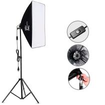 Kit Softbox 50x70 com Tripé 2m Soquete E27 Bivolt Iluminação Profissional e Prática para Foto e Vídeo