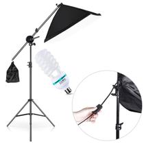 Kit Softbox 50x70cm Greika Com Lâmpada 150w + Tripé Girafa