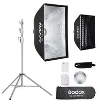 Kit Softbox Bowens Godox Ul-box 60x90cm Beauty Dish Com Tela Grid + Tripé 2,5 Metros Inox