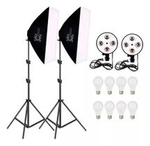 Kit Softbox Duplo Quadruplo Para Estúdio Fotográfico Profissional C/ Tripés 2m E 8 Lâmpadas Led 18w Bivolt T-photo