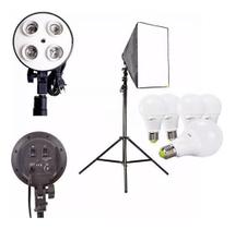 Kit Softbox E27 Quadruplo Tripé 4 Lampadas P/L Youtubers