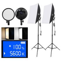 Kit Softbox Led 50x70cm+4baterias+2carregador Duplo+2fontes t Kit Softbox Led 50x70cm+4baterias+2carregador Duplo+2fontes t
