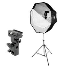 Kit Softbox Octa 80cm Greika Suporte Flash Speedlite e Tripé 2m para Ensaios Externos