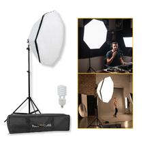 Kit Softbox Octogonal 70cm com Tripé de Iluminação 1,9m Bolsa de Transporte e Lâmpada 150W - 220V