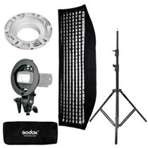 Kit Softbox Strip Godox Com Suporte Para Flash Speedlite + Tripé