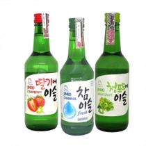 Kit Soju Bebida Coreana 3 Sabores Fresh Morango E Uva Jinro