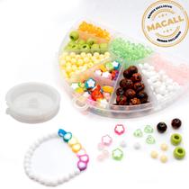 Kit Sol Arco Íris Miçanga Passante Infantil Pulseira 350pçs 120g + Caixa Biju