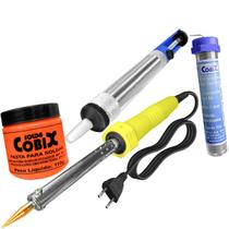Kit Solda 40W 127V com Suporte, Sugador, Estanho 15g e Pasta para Solda