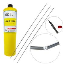 Kit Solda Alumínio E Cobre 3 Varetas Com Fluxo + 1 Refil Map Kit Solda Alumínio E Cobre 3 Varetas Com Fluxo + 1 Refil Map