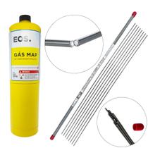 Kit Solda Alumínio E Cobre 8 Varetas Com Fluxo + 1 Refil Map Kit Solda Alumínio E Cobre 8 Varetas Com Fluxo + 1 Refil Map