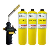 Kit Solda Alumínio Maçarico Acend Automático + 3 Refil Map