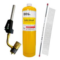 Kit Solda Alumínio Maçarico E 8 Varetas Com Fluxo E Refil Map Kit Solda Alumínio Maçarico E 8 Varetas Com Fluxo E Refil Map