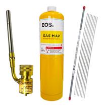Kit Solda Alumínio Maçarico E 8 Varetas Com Fluxo E Refil Map Kit Solda Alumínio Maçarico E 8 Varetas Com Fluxo E Refil Map