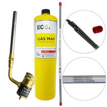 Kit Solda Alumínio Maçarico E 8 Varetas Com Fluxo E Refil Map