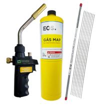 Kit Solda Alumínio Maçarico E 8 Varetas Com Fluxo E Refil Map