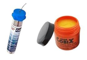 Kit Solda Estanho Tubo Tubinho 22g 1,0mm luxo RA (T2) + Pote Pasta De Solda 110g Soldagem Cobix