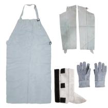 Kit Soldador Avental Sem Emenda, Perneira, Mangote e Luva em Raspa Epi Kit Soldador Avental Sem Emenda, Perneira, Mangote e Luva em Raspa Epi
