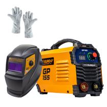 KIT Soldador Máquina de Solda Inversora GP 155 com Máscara Automática Profissional PCR 912 e Luva Pró Euro