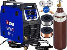 Kit Soldador Maquina De Solda Inversora Mig 160 Bivolt Boxer Migflex160bv Tig Mma Multi Completa Cilindro Arames