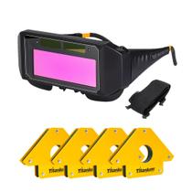 Kit Soldador Óculos Escurecimento Automático Com Esquadro Magnético Para Solda 33Kg 4un