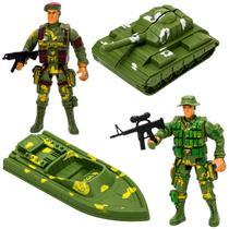 Kit Soldados de Brinquedo 6 Peças C/ Tanque e Barco Militares - Castela